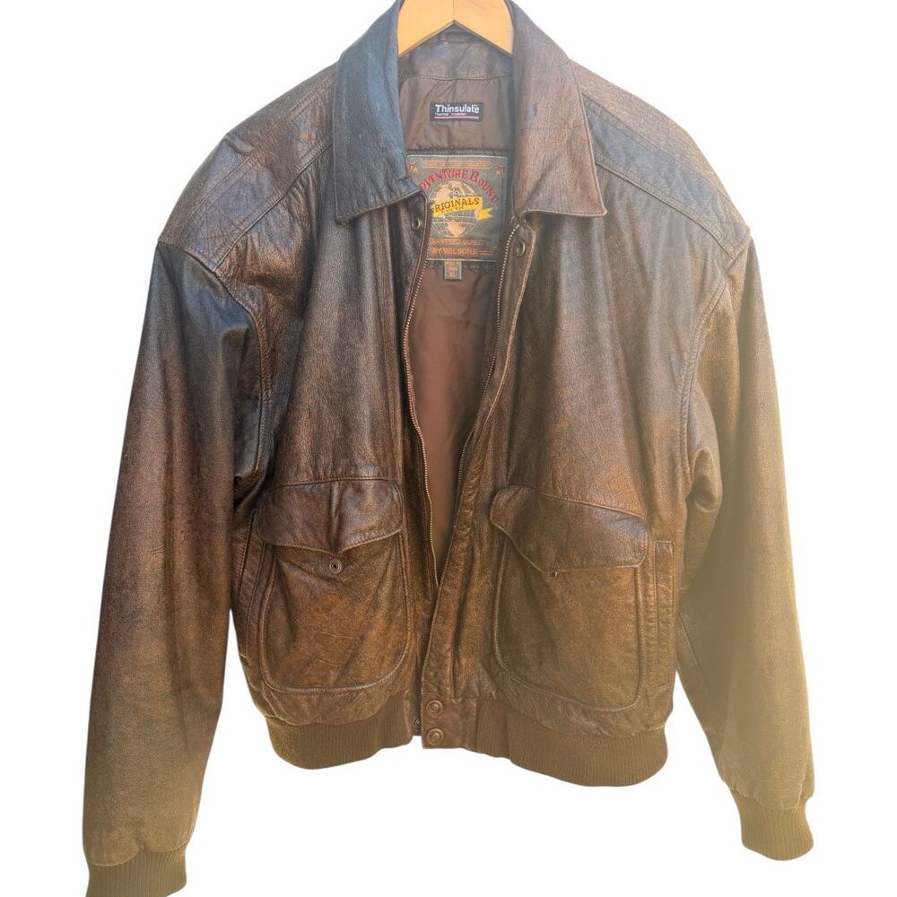 Wilsons Leather Bomber Jacket Mens XL Brown Thinsulate Flight Vintage